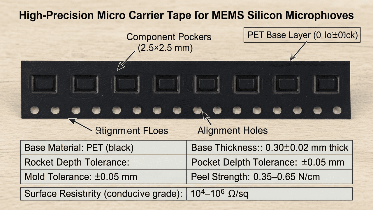 High-Precision Micro Carrier Tape for MEMS Silicon Microphones: Solving Tombstone and Misplacement in High-Speed SMT